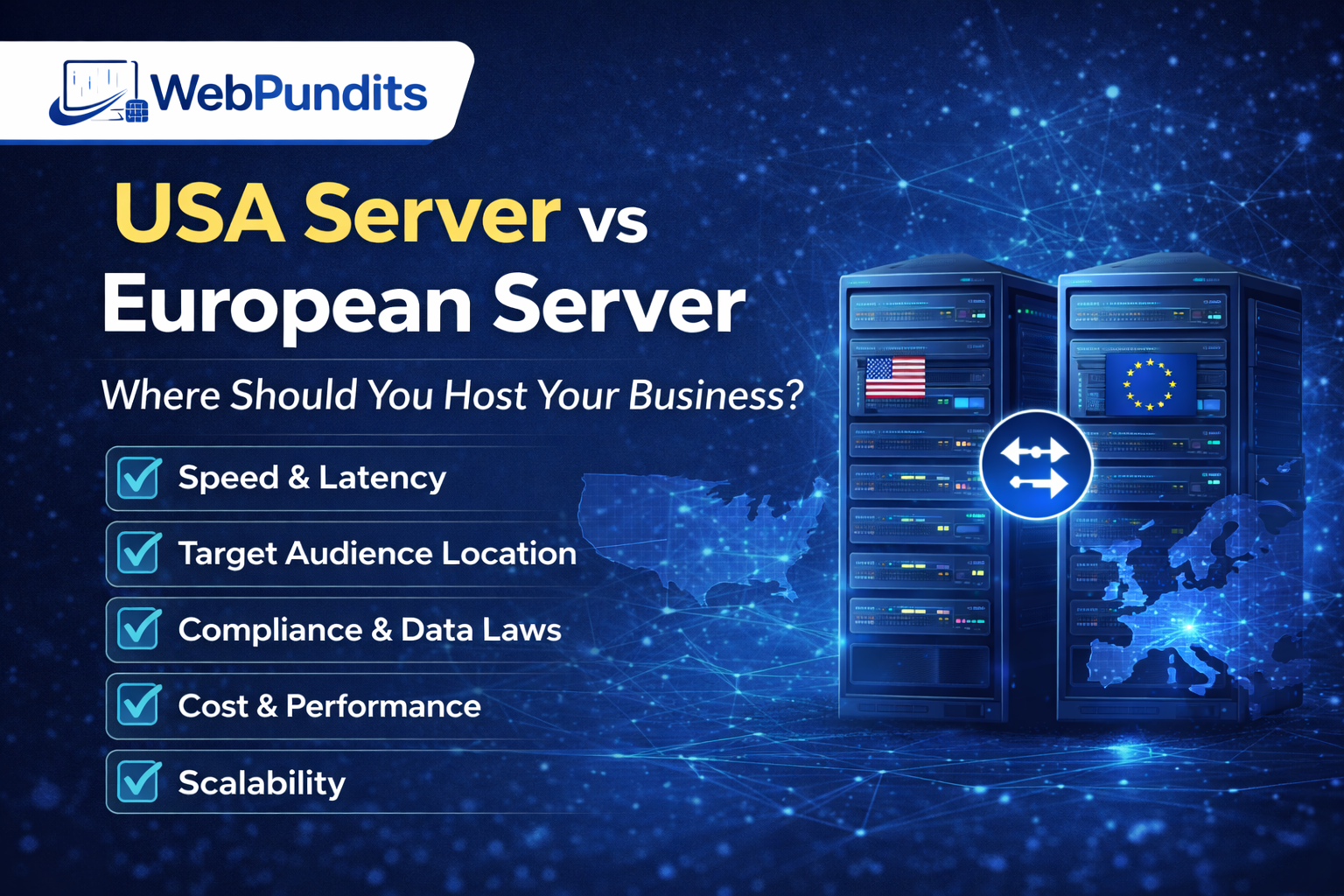 USA server vs European server comparison for website hosting location
